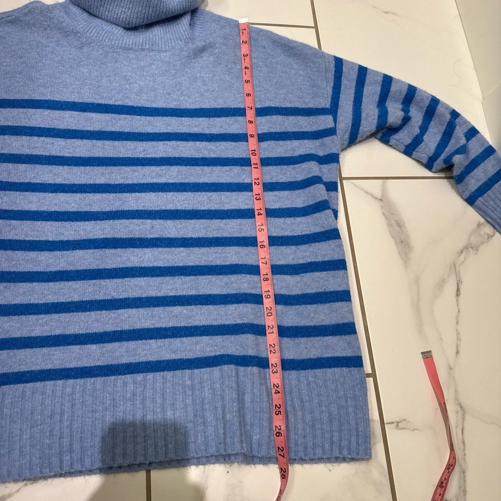 LOFT Womens XL‎ Light Blue Striped Oversized Cowl Neck Pullover Sweater Cozy - Picture 6 of 9